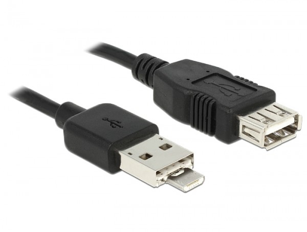 USB 2.0 OTG Kabel A + Micro-B Combo Stecker &amp;#150; A Buchse schwarz