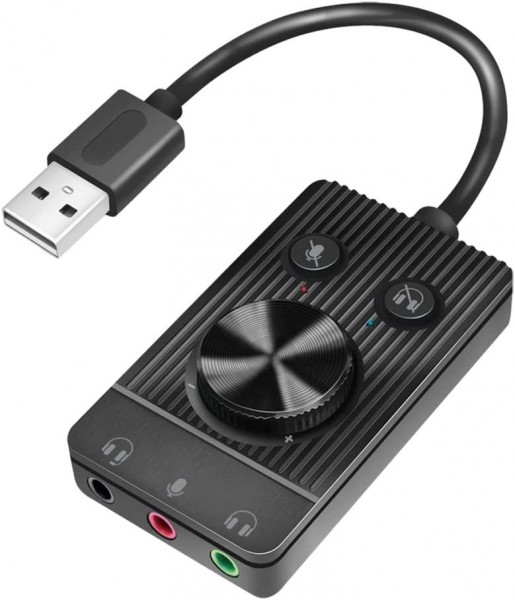 LogiLink Audio-Adapter USB 2.0 3x 3,5mm Klinkenbuchse mit Lautstärkeregler