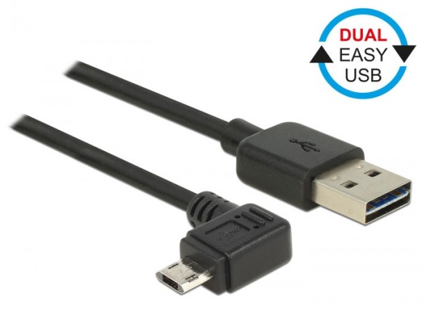 EASY USB 2.0 Kabel A Stecker &amp;#150; micro B Stecker links/rechts gewinkelt schwarz