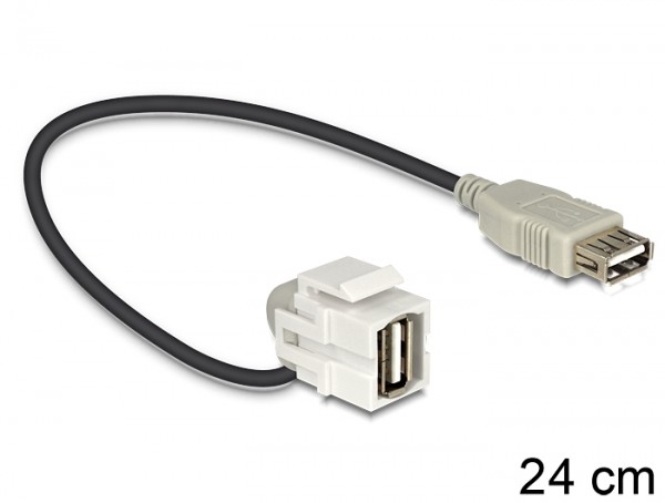 Keystone USB2.0 A Buchse > USB2.0 A Buchse 110&#176; mit Kabel
