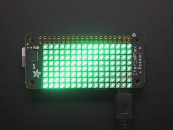Adafruit CharliePlex LED Matrix Bonnet - 8x16 Grüne LEDs