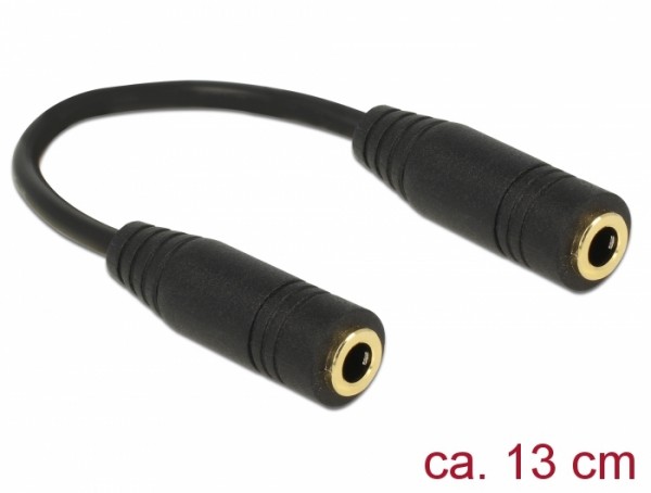 Adapter Audio Klinke 3,5mm 4 Pin Buchse - Buchse schwarz 13cm