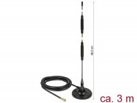 LTE Antenne SMA Stecker 7 dBi starr omnidirektional mit magnetischem Standfuß und Anschlusskabel (RG-58, 3 m) outdoor schwarz