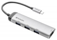 Verbatim Multiport USB-C Hub: 4x USB 3.2 Gen 1, Kompakt, Plug-and-Play, mit Stromversorgung 