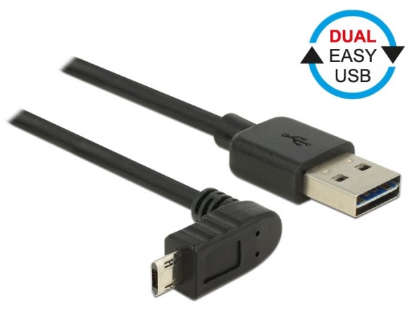 EASY USB 2.0 Kabel A Stecker &amp;#150; micro B Stecker oben/unten gewinkelt schwarz