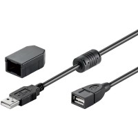 USB 2.0 Hi-Speed Verl&#228;ngerungskabel mit Zugentlastungs-Clip schwarz 2,0m