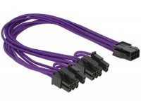 Stromkabel PCI Express 6 Pin Buchse > 2 x 8 Pin Stecker Textilummantelung violett