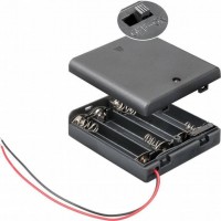 Batteriehalter für 4x Mignon AA mit 150mm Anschlusskabel geschlossenem Gehäuse und Schalter, wasserabweisend