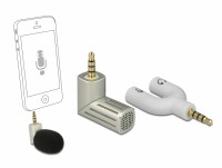 Kondensator Mikrofon Uni-Direktional für Smartphone / Tablet 3,5 mm 4 Pin Klinke 90&#176; winkelbar silber