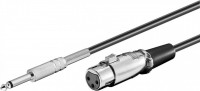 Mikrofonanschlusskabel, XLR-Buchse (3-Pin) - 6,35mm Klinkenstecker (2-Pin, Mono), schwarz, 6,0m