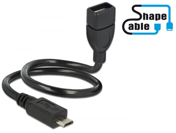 Shape USB 2.0 Hi-Speed OTG Adapterkabel Micro B Stecker &amp;#150; Standard A Buchse schwarz