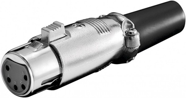 XLR-Kupplung, 5-polig, mit vergoldeten Kontakten und geschraubter Zugentlastung