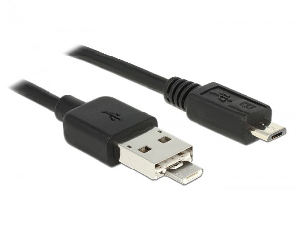 USB 2.0 Power Sharing Kabel A + Micro-B Combo Stecker &amp;#150; Micro B Stecker schwarz