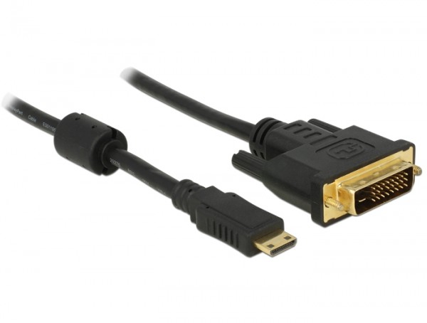 Adapterkabel Mini HDMI Typ C Stecker  DVI-D 24+1 Stecker schwarz
