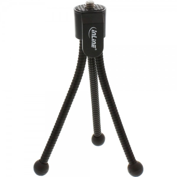 Mini-Stativ, 125mm, flexible Metallfüße mit Gummikappen, schwarz