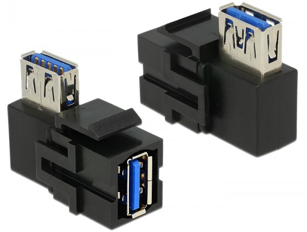 Keystone USB3.0 A Buchse > USB3.0 A Buchse 90&#176; schwarz