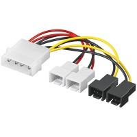 Adapter Power Kabel 4 pol. 5.25 Stecker - 2x 3 pol. 12V + 2x 3 pol. 5V