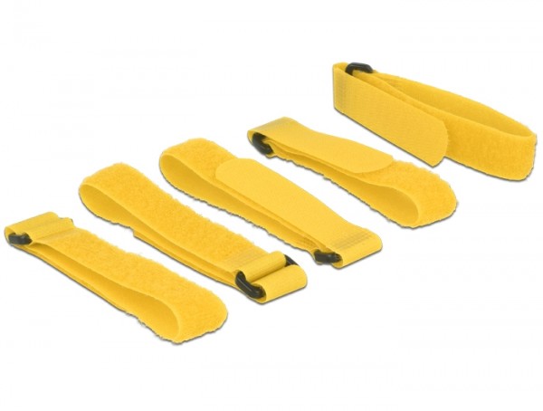 Kabelbinder, Klettverschluss L 300 mm x B 20 mm 5 Stück mit Schlaufe gelb