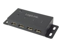LogiLink USB 2.0 Metall Hub, 4-Port, montierbar, schwarz