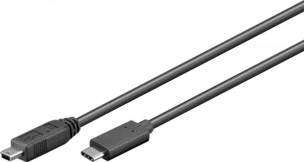 USB-C 2.0 Kabel, C Stecker &amp;#150; Mini B Stecker, schwarz