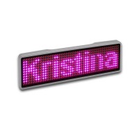 LED Name Tag, 11x44 Pixel, USB - Rahmen: silber - LED: pink, B-Ware