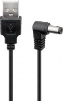 USB Strom Adapterkabel, A Stecker &#150; Hohlstecker 5,5 x 2,1mm gewinkelt, schwarz