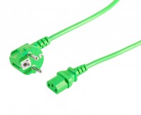 Kaltgeräte Netzkabel Schutzkontakt-Stecker abgewinkelt  IEC320-C13 Buchse grün