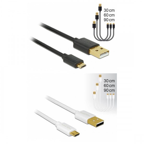 Micro USB 2.0 Daten- und Schnellladekabel A-Stecker &amp;#150; Micro B-Stecker 3er Set