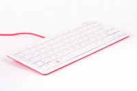 offizielle Raspberry Pi Tastatur, FR-Layout, inkl. 3 Port USB Hub, rot/wei&#223;
