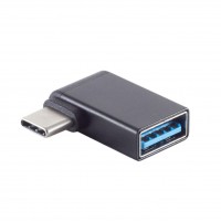 USB-C 3.0 Adapter, Metall, C Stecker &#150; A Buchse, 90&#176; gewinkelt, schwarz