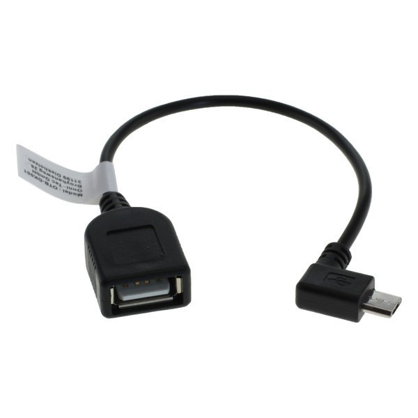 USB 2.0 Hi-Speed OTG Adapterkabel 0,15m A-Buchse > Micro B-Stecker 90&#176; gewinkelt