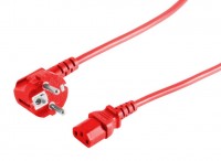 Kaltgeräte Netzkabel Schutzkontakt-Stecker abgewinkelt  IEC320-C13 Buchse rot