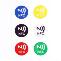 RFID / NFC Tags, Ntag215, 25mm, selbstklebend, farbig sortiert, 6 St&#252;ck