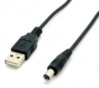 USB Strom Adapterkabel A Stecker - Hohlstecker 5,5 x 2,1mm, schwarz, 1,00m