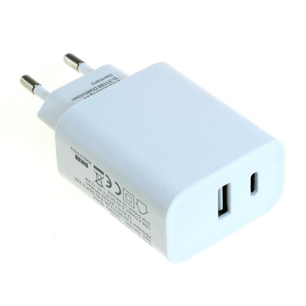 Dual USB Schnellladeger&#228;t / Netzteil, Power Delivery, USB-C &#43; USB-A, 32W, wei&#223;