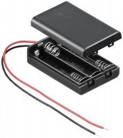 Batteriehalter für 3x Microzellen AAA mit 150mm Anschlusskabel und geschlossenem Gehäuse
