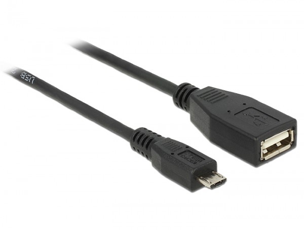 USB 2.0 Hi-Speed OTG Adapterkabel Micro-B Stecker - A Buchse schwarz 0,50m