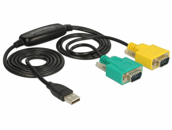 Adapter USB 2.0 Typ-A - 2x Seriell DB9 RS-232