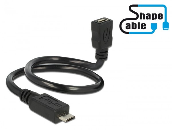 Shape USB 2.0 Hi-Speed OTG Verlängerungskabel Micro B Stecker &amp;#150; Micro B Buchse schwarz