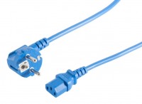 Kaltgeräte Netzkabel Schutzkontakt-Stecker abgewinkelt  IEC320-C13 Buchse blau